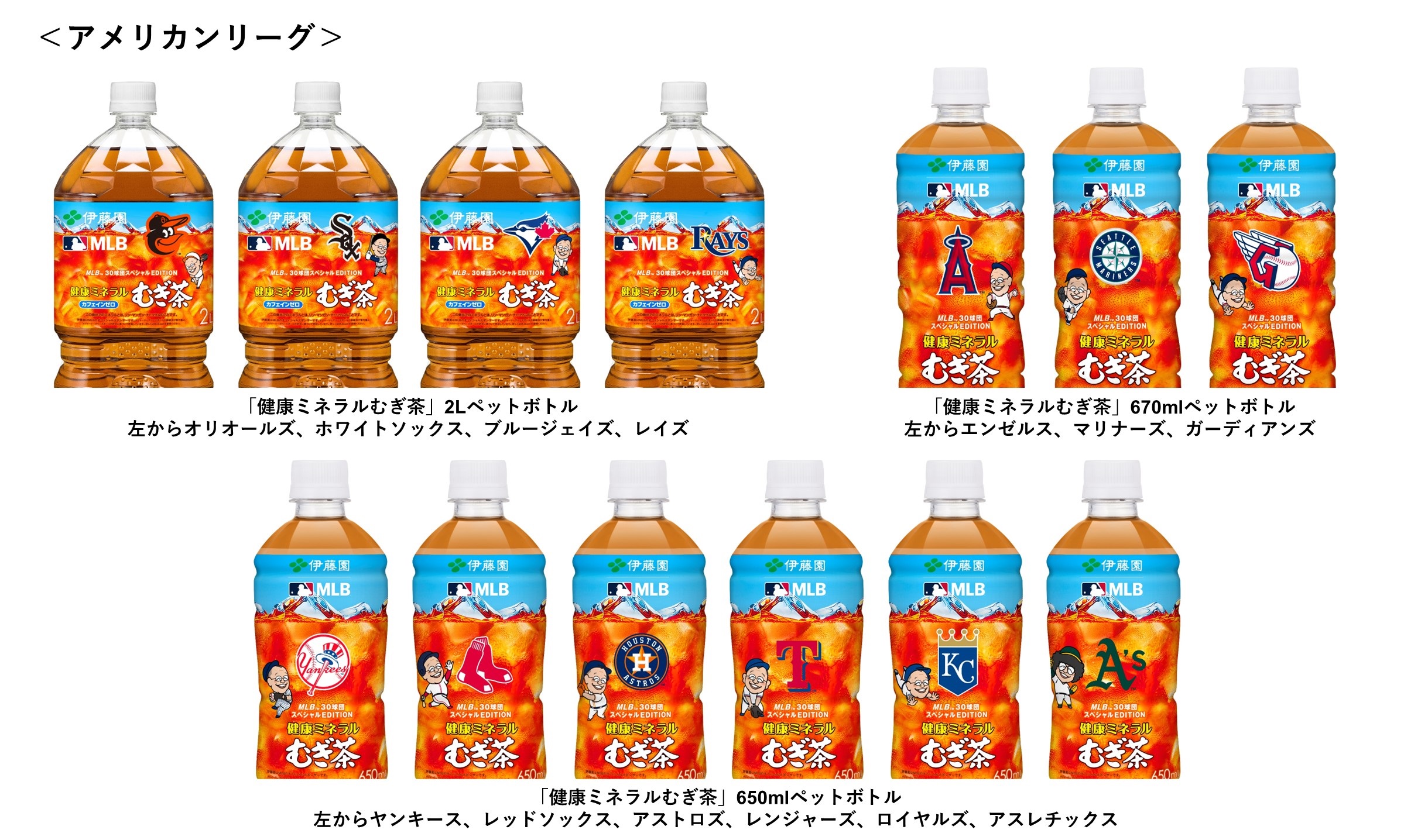 史上初！（※1）『健康ミネラルむぎ茶 MLB™30球団スペシャル