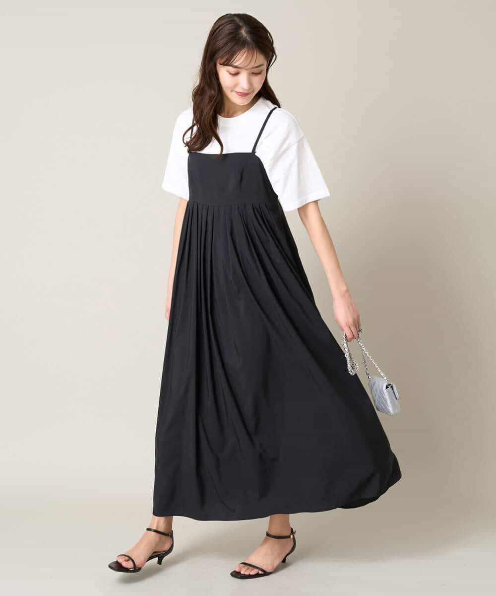 マシンウォッシャブル】タックフレアキャミワンピース(ワンピース