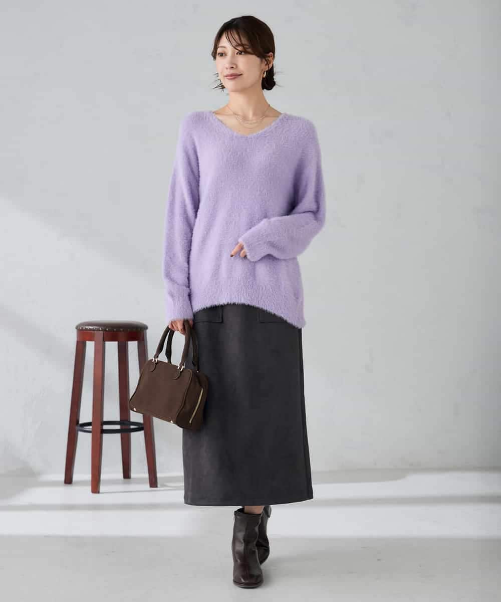 フェザーヤーンVネックニット(ニット・セーター) | a.v.v(アー・ヴェ