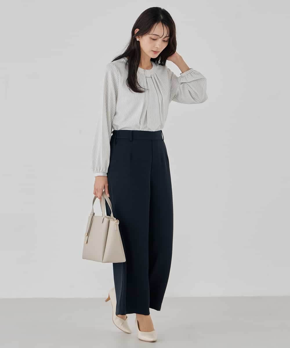 サテンワイドクロップドパンツ【洗える/速乾/毛玉になりにくい