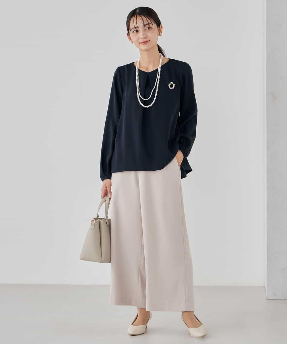 サテンワイドクロップドパンツ【洗える/速乾/毛玉になりにくい