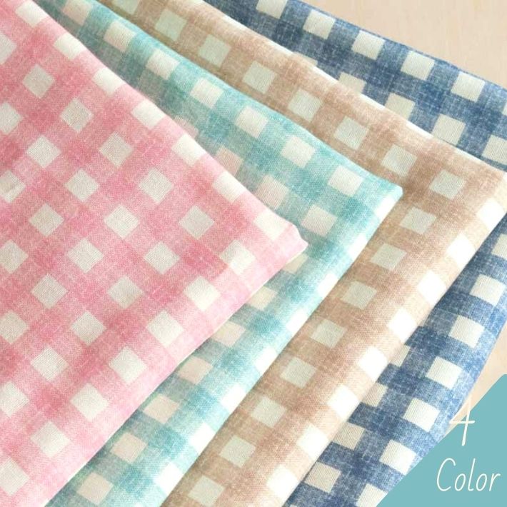 綿ダブルガーゼプリントチェック柄 切り売り=1m単位 | 布生地専門イワキ