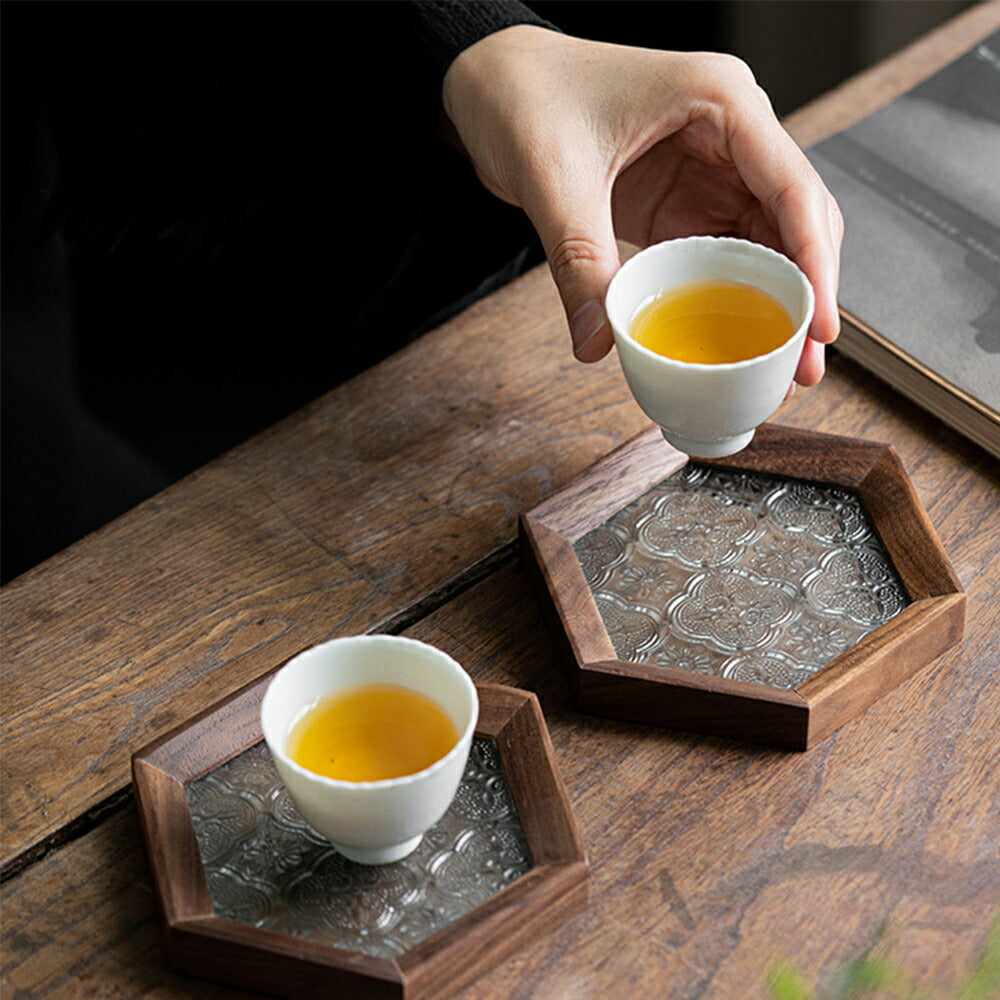 IwaiLoft 花海堂柄 トレー トレイ ガラス 盛器 お皿 小皿 豆皿 角型 正