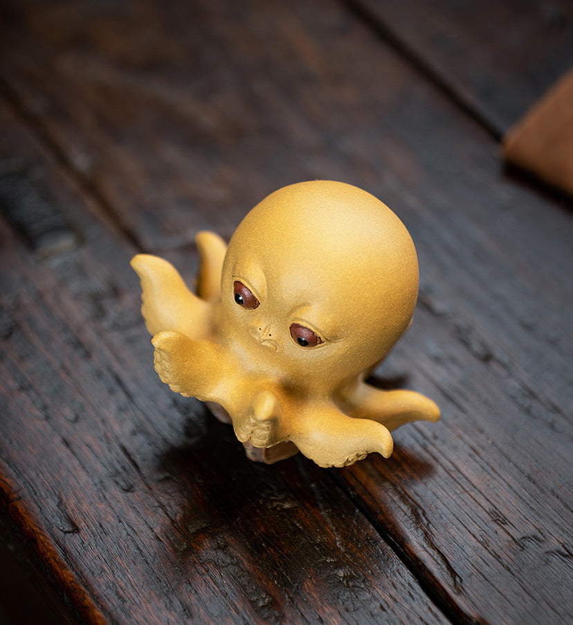 IwaiLoft 小さなタコの置物 宜興紫砂 陶器 茶寵 工芸品 手作り