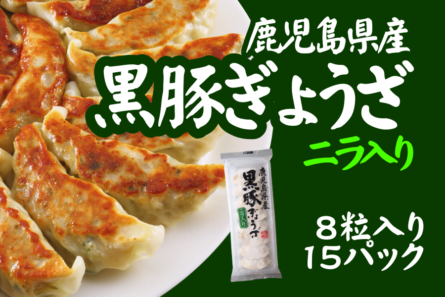 ご家庭用/ケース売り】黒豚餃子ニラ入り8個入り×15パック: お肉の宅配