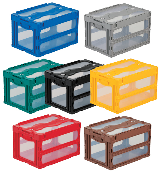 三甲/サンコー] マドあり折りたたみコンテナ（フタあり）容量 43.1L