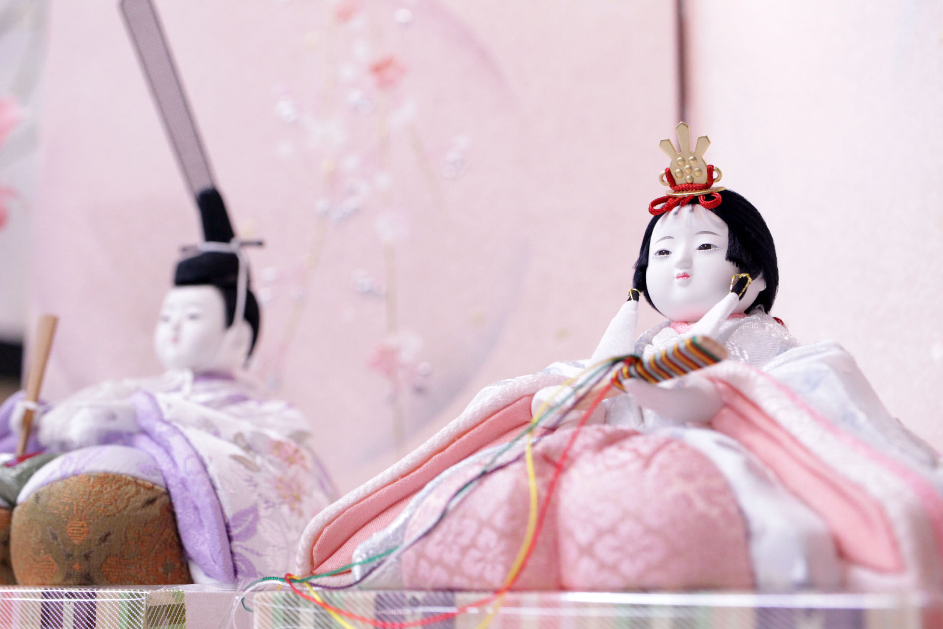 雛人形 おひなさま 木目込み 喜久絵 No.7 白ピンク 紫 桜 一式 [D3