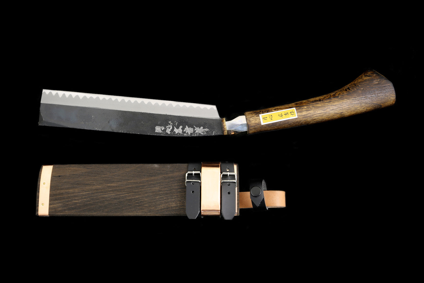 Gesshin Outdoor 210mm Blue #2 Kurouchi Koshi-Nata - Japanese Knife