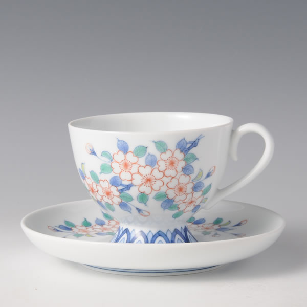 Japan Pottery Net / 色鍋島桜文珈琲碗