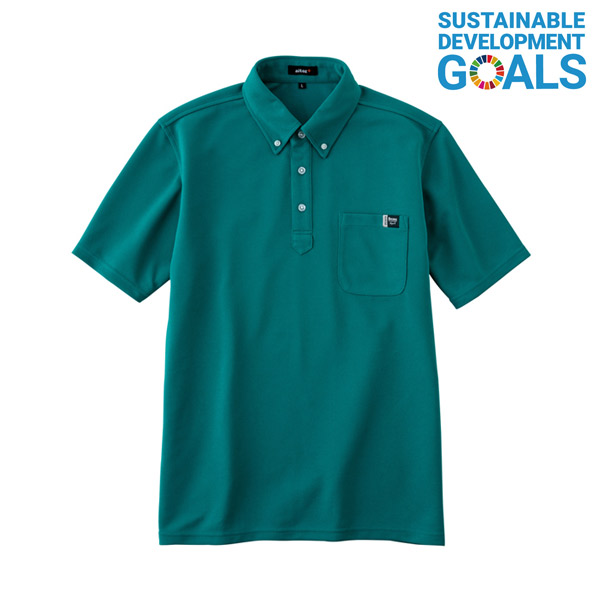 AZ-10611】 エコボタンダウンポロシャツ(左胸ポケット付き