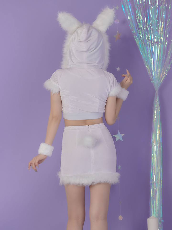 即日発送！】【XS-XLサイズ/3カラー】ベロアフードバニーセットアップ