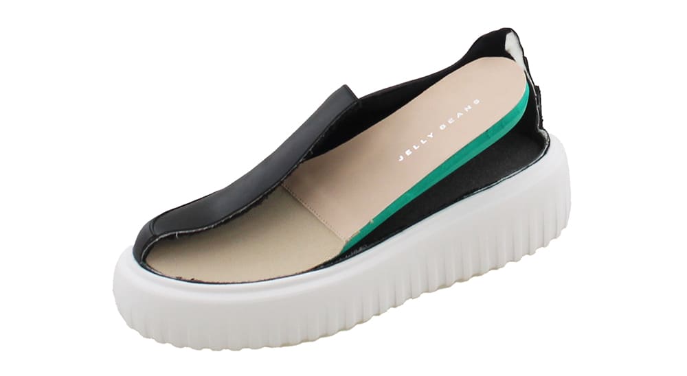 2WAYビジュー付きスリッポンふわさらスニーカー(S ブラック