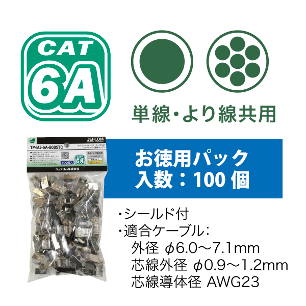 カテゴリー6Aモジュラープラグ（シールド付・貫通タイプ)｜ジェフコム