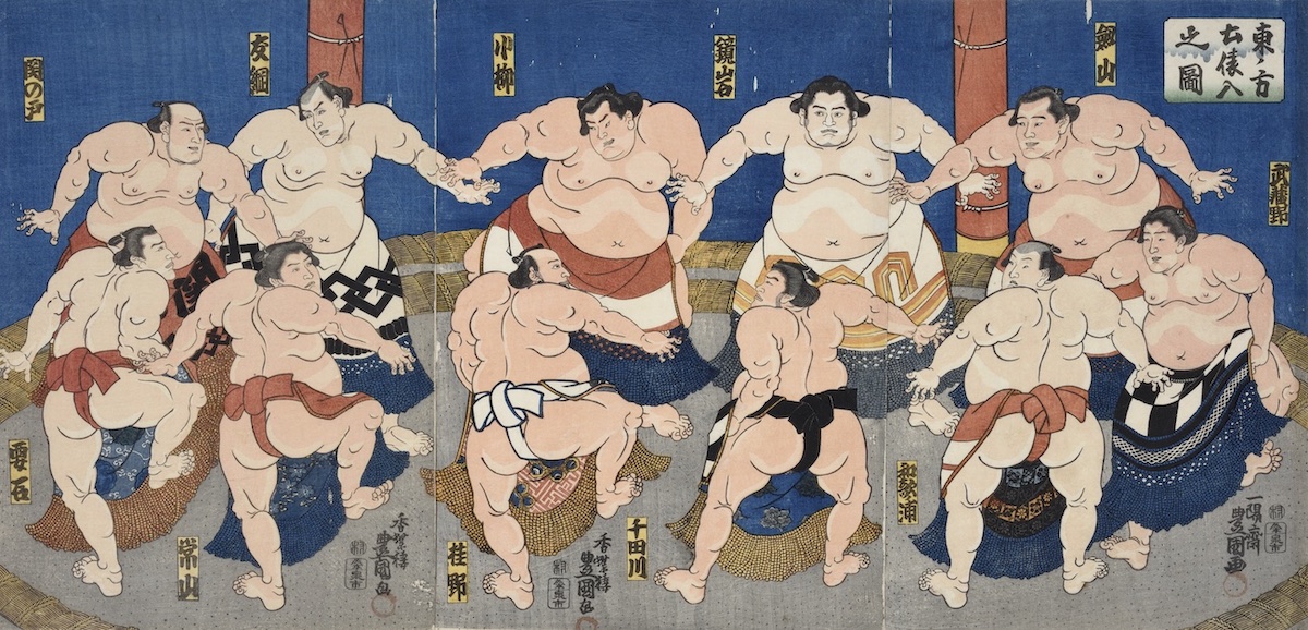 Sumo Ukiyo-e: Bōsō Wrestlers All Together