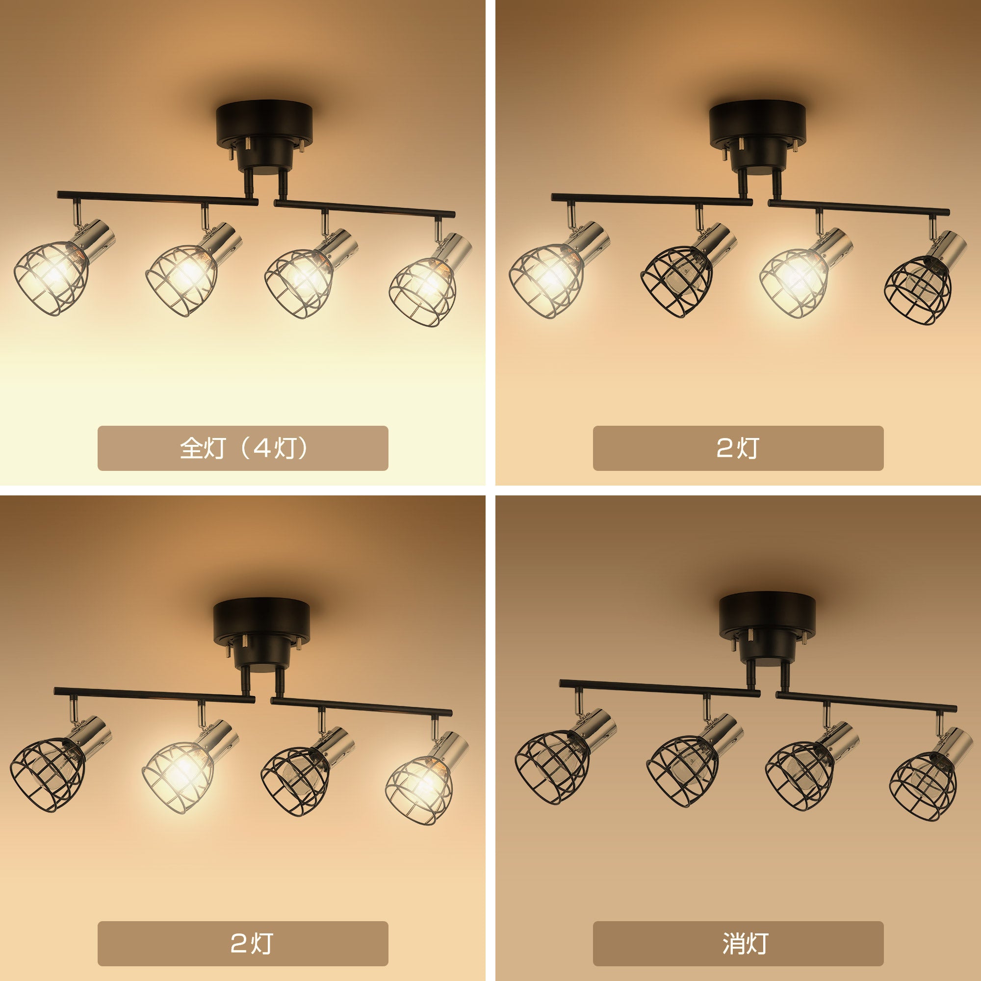 Parrot Uncle 4灯 シーリングライト リモコン付き タイマー可 LED電球