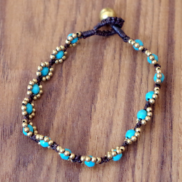 編み込みブレスレット フラワー】レディース ビーズ 編み込み ブレス