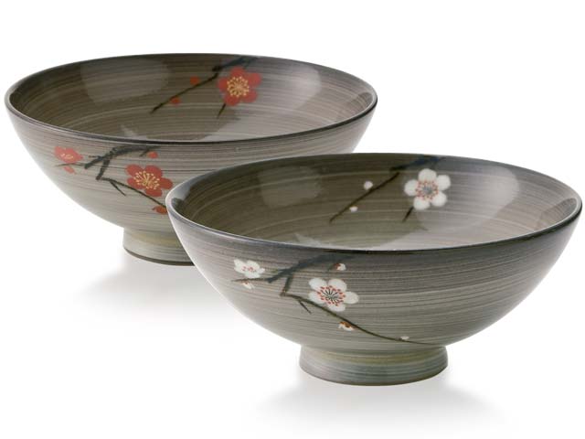 厳寒に先駆けて咲く紅梅白梅を描いた【有田焼】夫婦茶碗 - JTOPIA