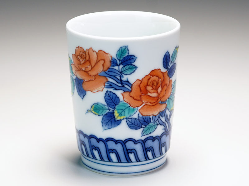 有田焼】湯呑茶碗セット 染錦吉祥薔薇図