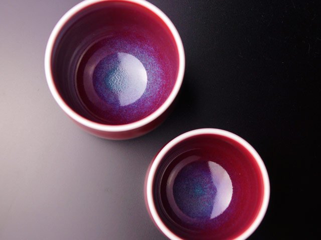 還暦祝いプレゼントの決定版 有田焼 睦揃（夫婦茶碗セット）燿変辰砂