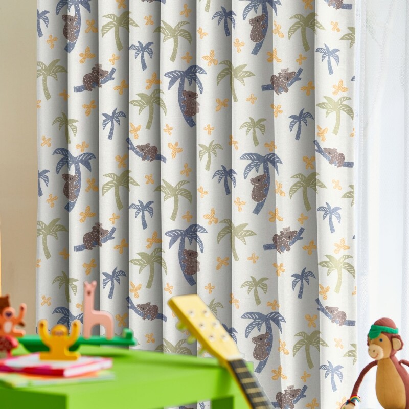 コアラビーチ カフェカーテン JD-52050 ブルー ｜ジャストカーテン