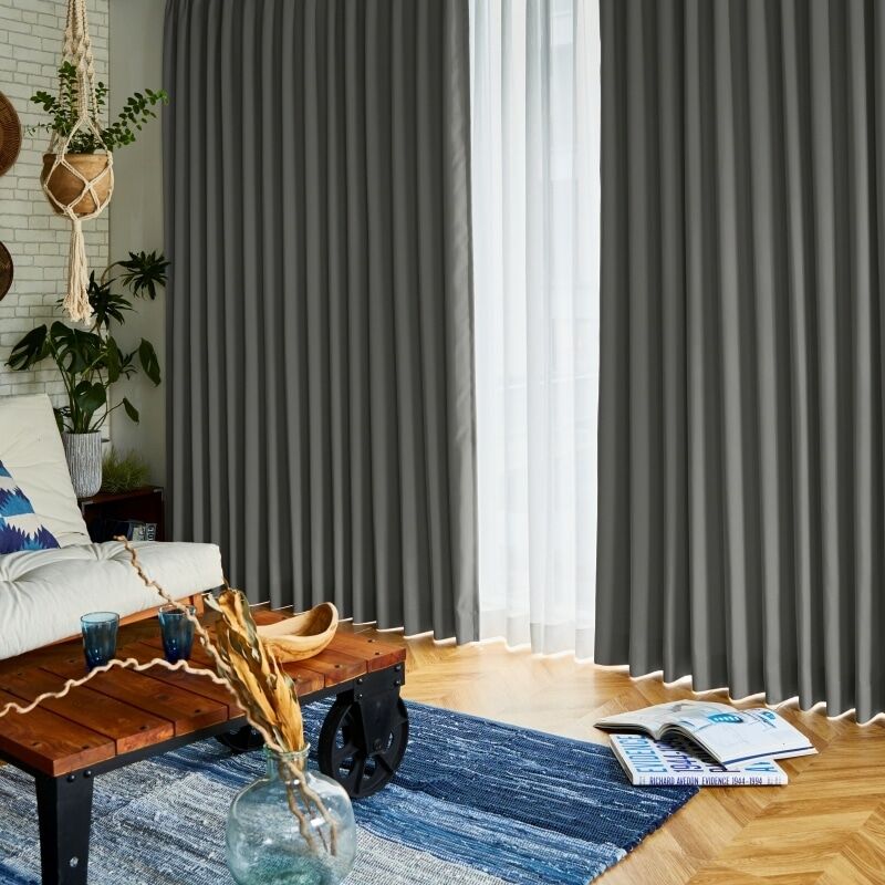 ツル カーテン JD-67276R チャコールグレー ｜ジャストカーテン