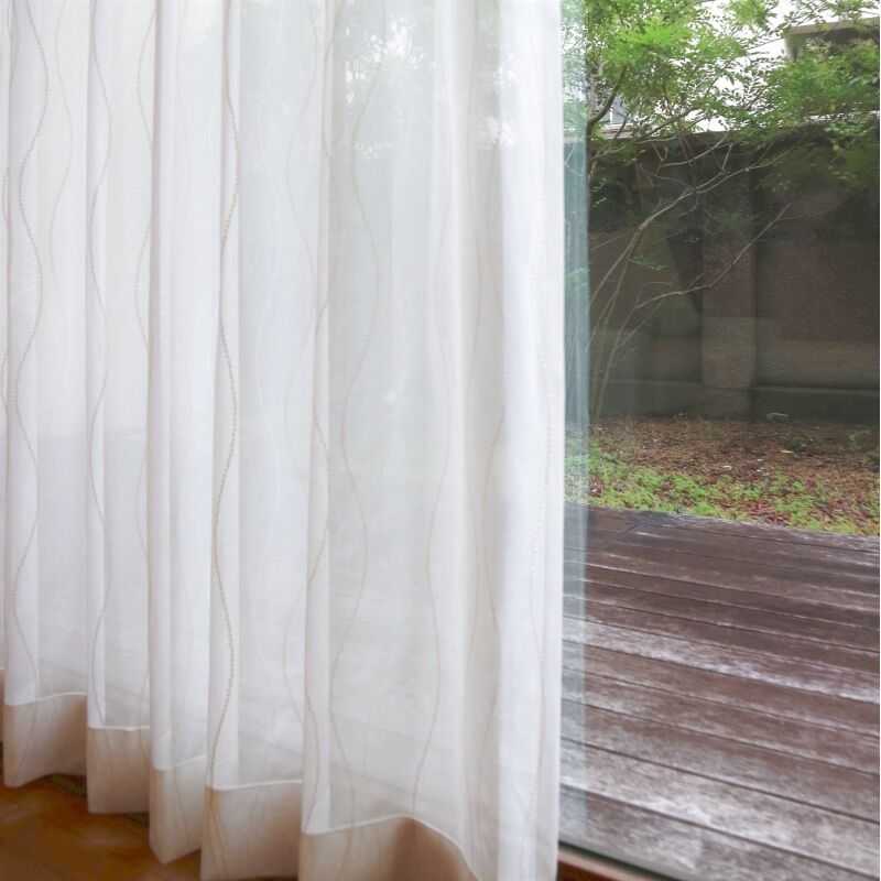 ミラー・遮熱・UVカット】ウェーブ レースカーテン JD-68009R