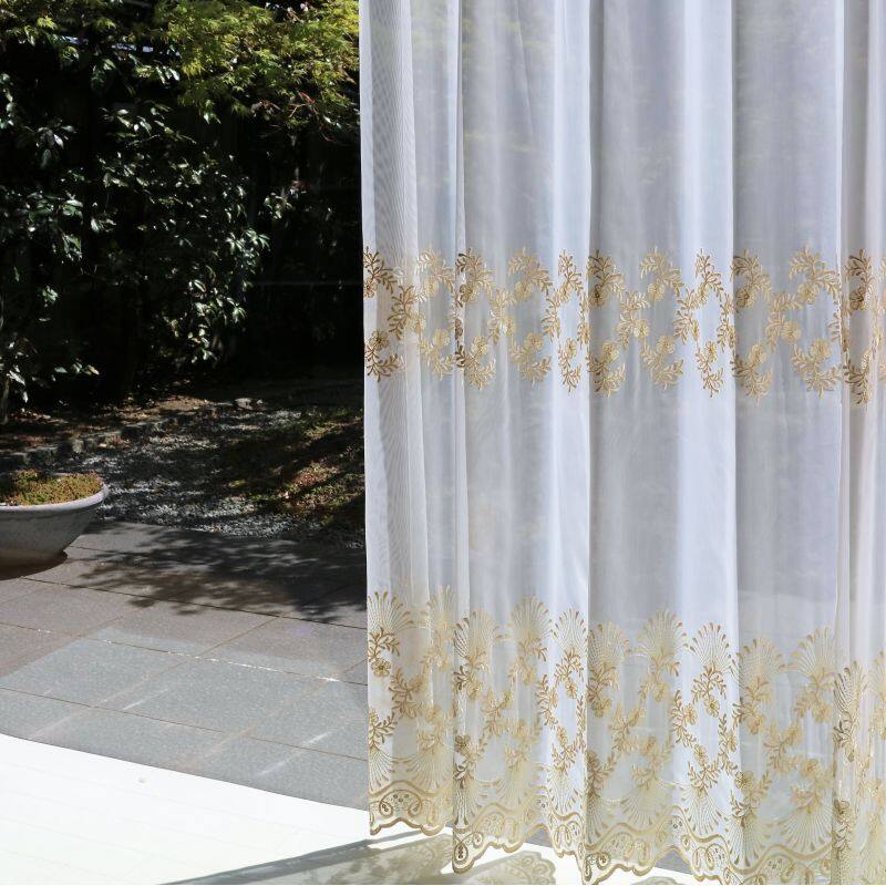 エレナ カフェカーテン JE-92587 ゴールド ｜ジャストカーテン
