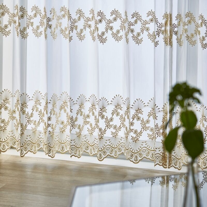 エレナ カフェカーテン JE-92587 ゴールド ｜ジャストカーテン