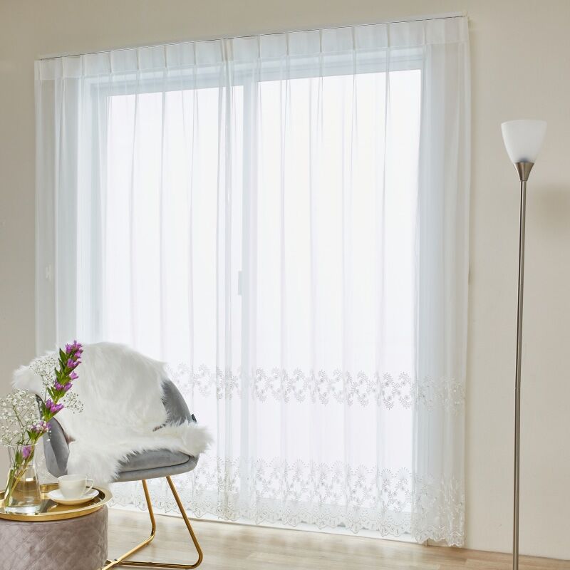 エレナ カフェカーテン JE-92588 ホワイト ｜ジャストカーテン