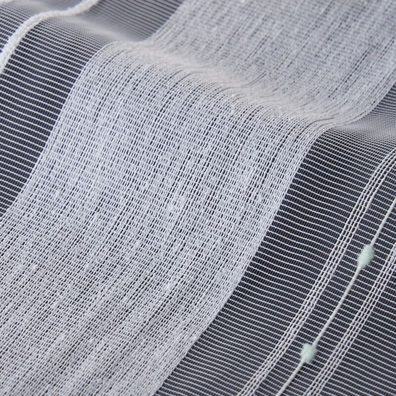 ポンポンネット レースカーテン JC-94024 ブルー ｜ジャストカーテン