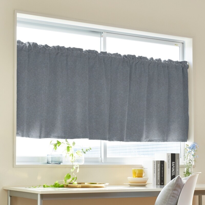 オリビア カフェカーテン JE-99012 ブルーグレー ｜ジャストカーテン
