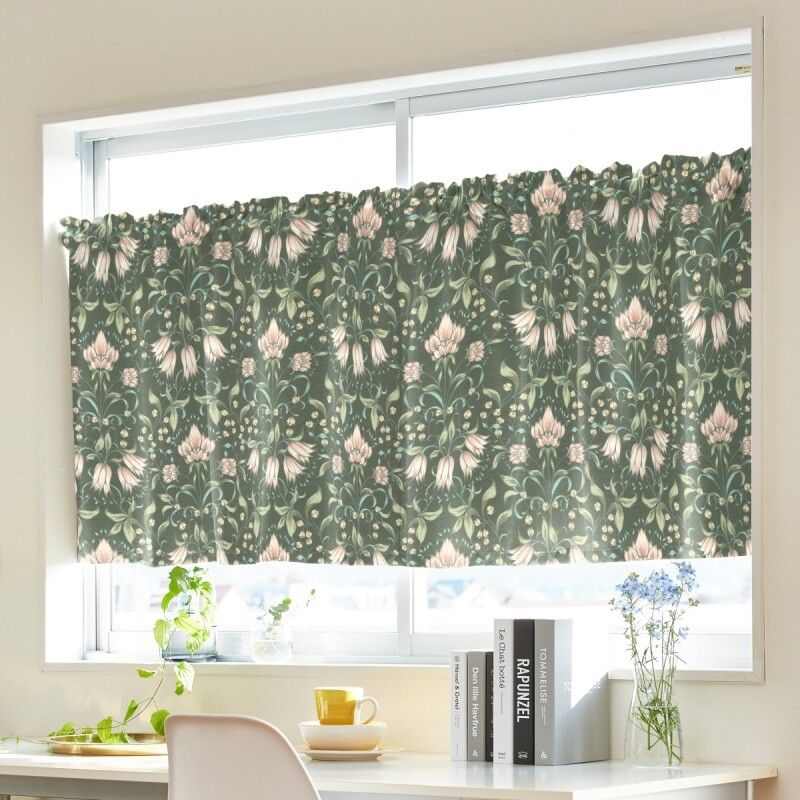 ラ・セゾン カフェカーテン JE-98073 ディープグリーン ｜ジャストカーテン