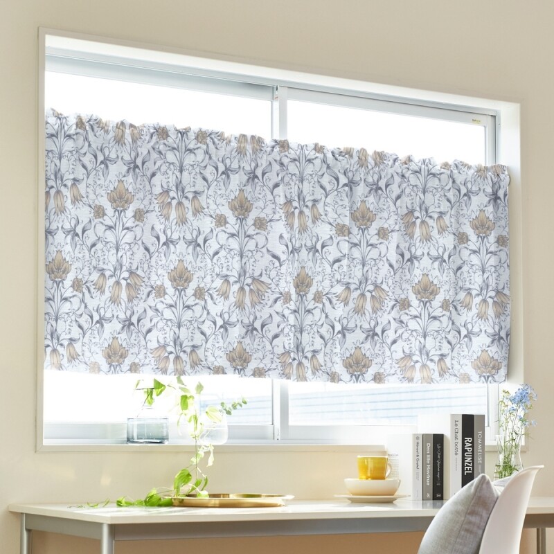 ラ・セゾン カフェカーテン JE-98072 ホワイトグレー ｜ジャストカーテン