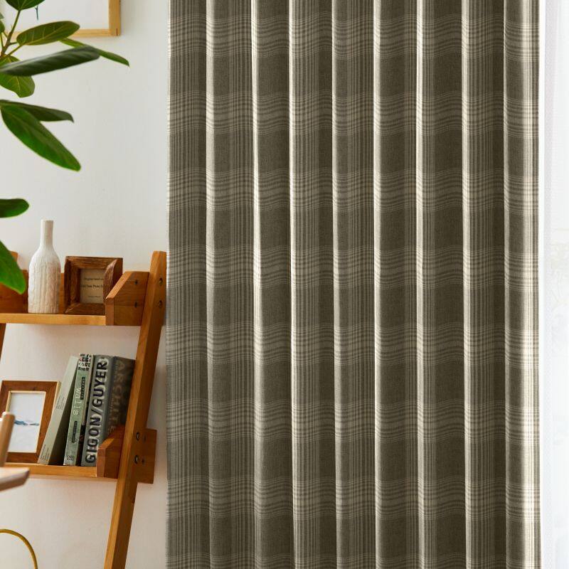 ダイチェック カーテン JD-98025 ブラウン ｜ジャストカーテン