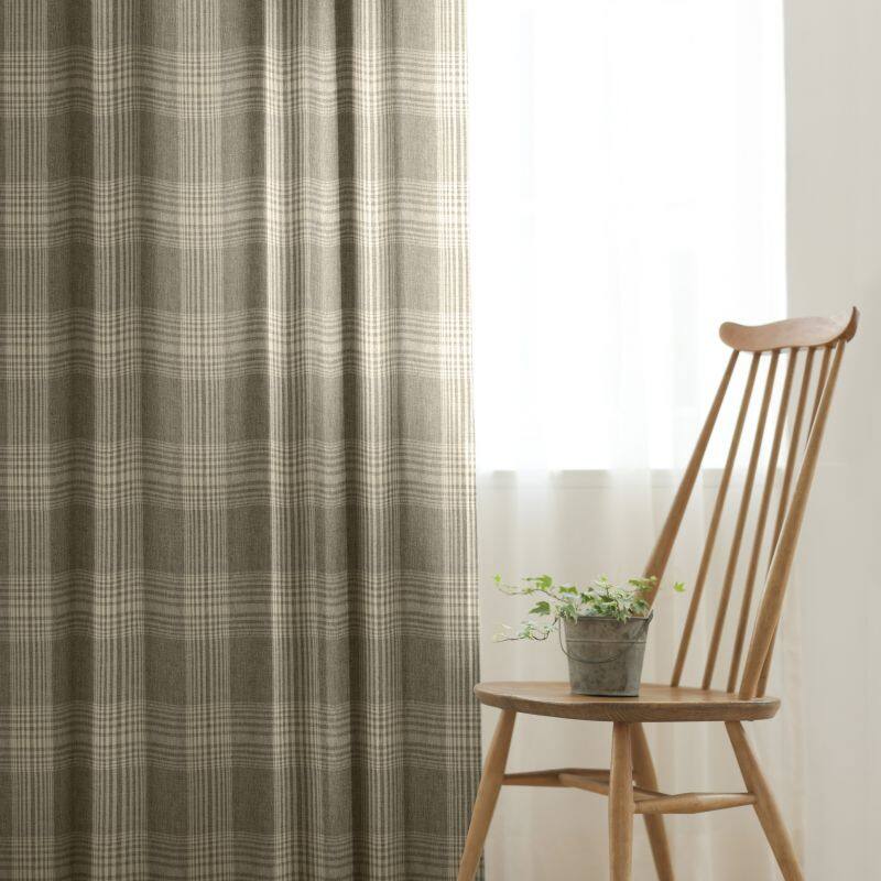 ダイチェック カーテン JD-98025 ブラウン ｜ジャストカーテン