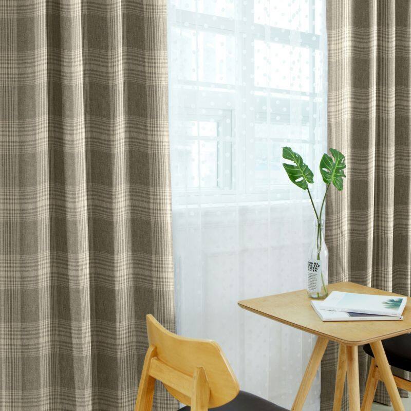 ダイチェック カーテン JD-98025 ブラウン ｜ジャストカーテン