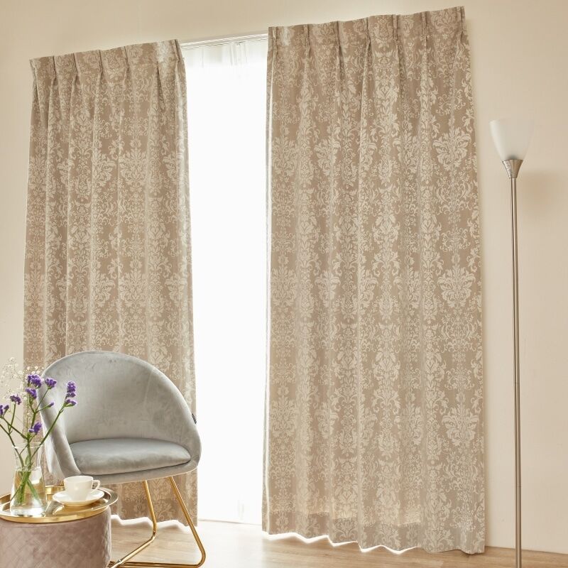 プラントダマスク カット生地 JE-12227 ベージュ ｜ジャストカーテン