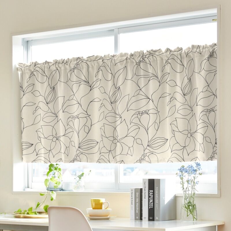 リリーガーデン カフェカーテン JD-19141 ホワイト ｜ジャストカーテン