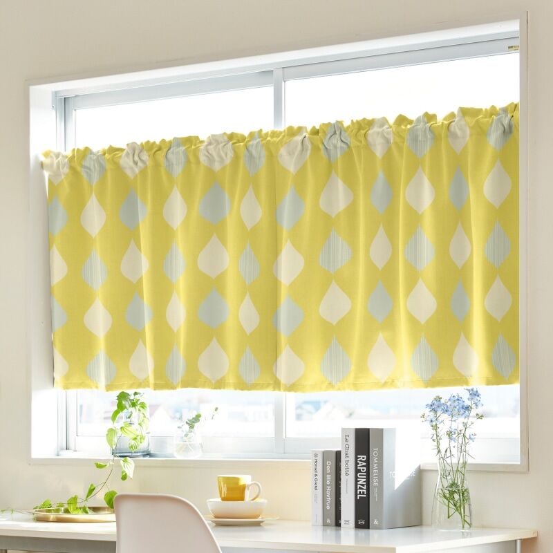 ドロップ カフェカーテン JD-19148 イエロー ｜ジャストカーテン