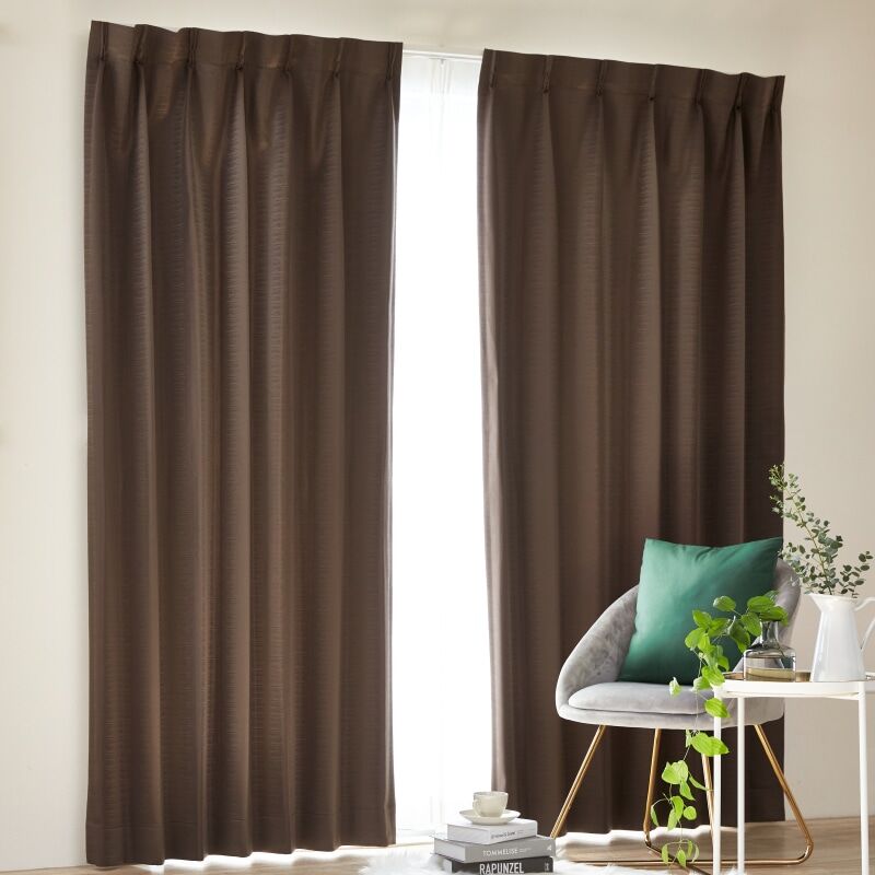 ギザギザ カーテン JE-19177R ダークブラウン ｜ジャストカーテン