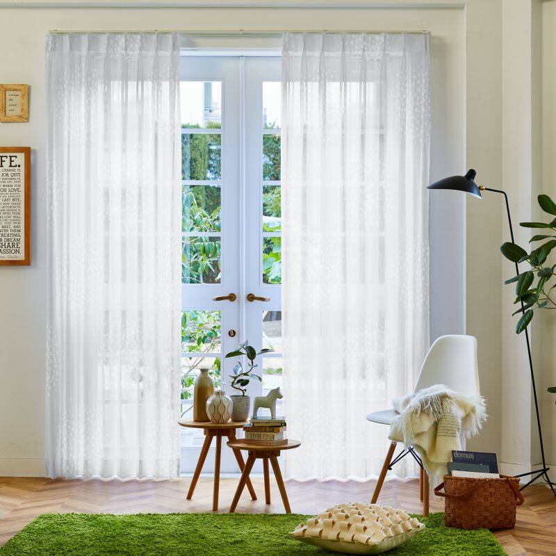 キラキラ カフェカーテン JD-19105 シルバー ｜ジャストカーテン