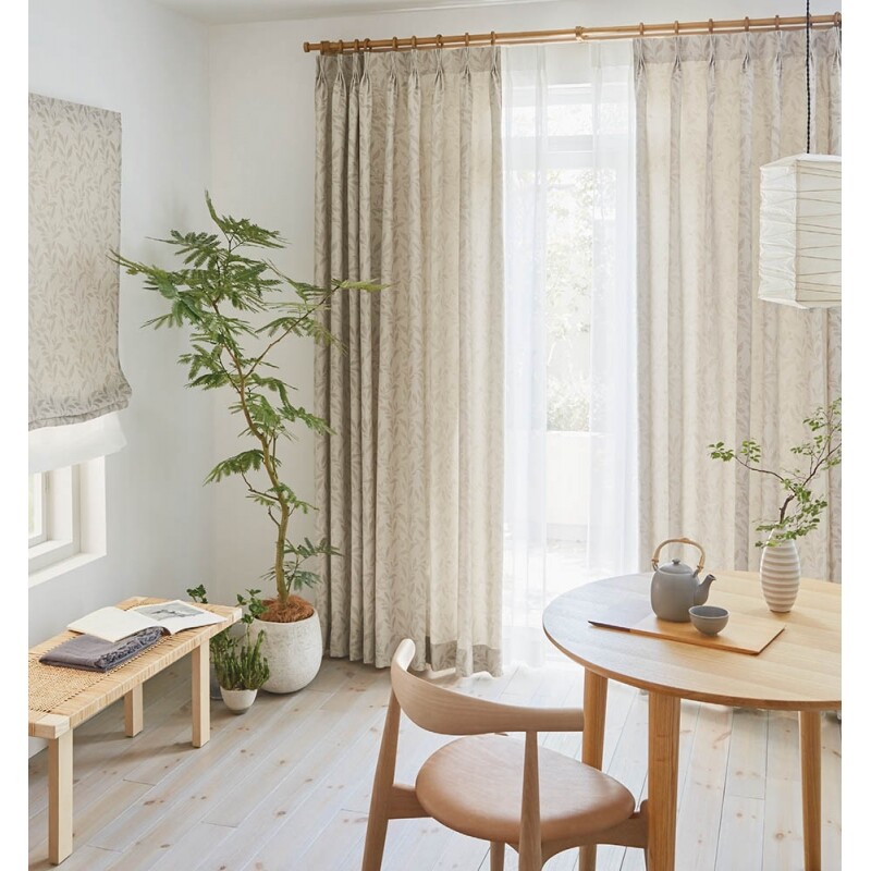 ワイリー カフェカーテン JC-52037 グレージュ ｜ジャストカーテン