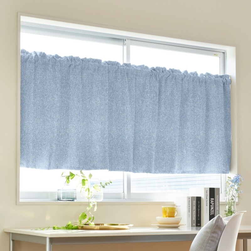 静 カフェカーテン JF-94047R ブルー ｜ジャストカーテン
