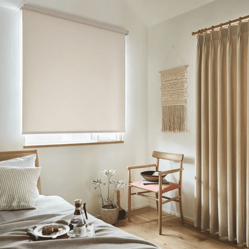 ロールスクリーン-ファブリックウォッシャブル遮光- ピンクベージュ JC