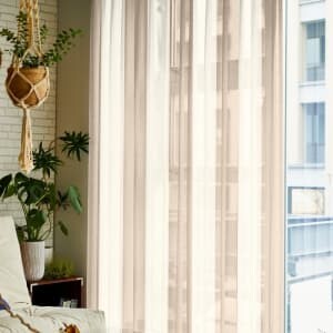 ダブルカラーストライプ レースカーテン JD-12178 ブラウン ｜ジャスト