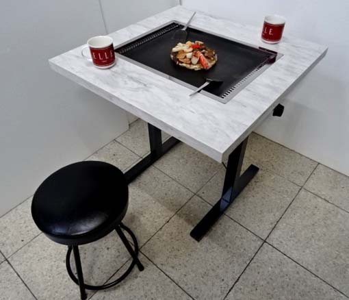おひとり様お好み焼きテーブル 鉄板焼きテーブル 鉄板付ダイニングテーブル