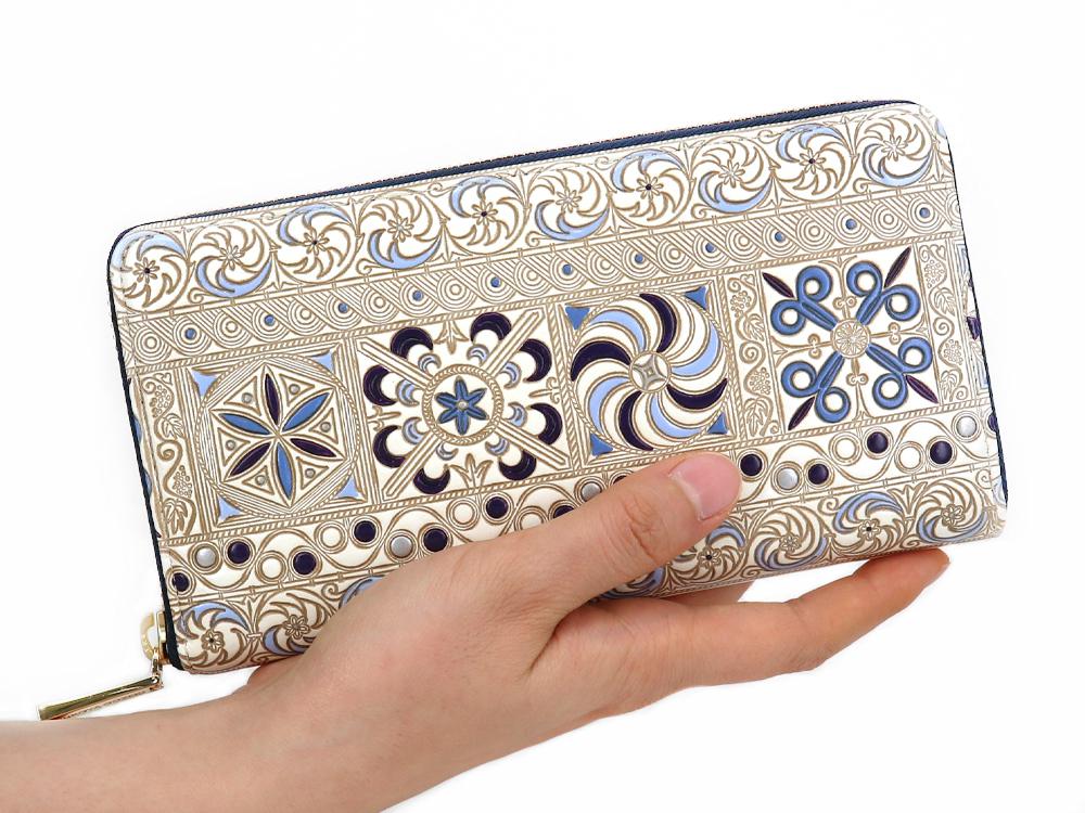 錦紗＜紫＞ ぐるっとファスナーの長財布［t］