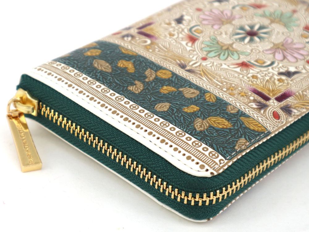 黄金のタピ ぐるっとファスナーの長財布 (金唐柄)［t］