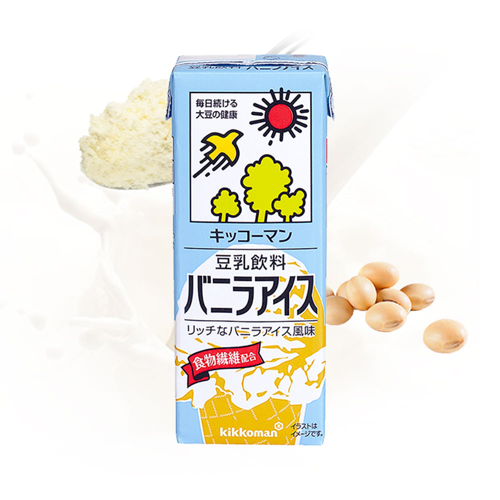 KIKKOMAN Tounyu Vanilla Ice Cream Soy Milk 0 Cholesterol 3 x 200ml