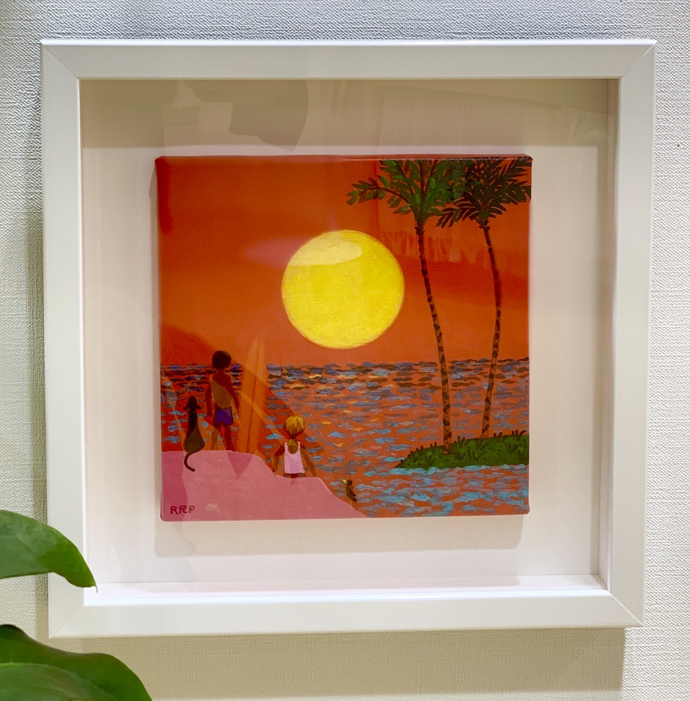 ハワイの夕焼けをアートでロザリー プルッシング『Red Sunset』 - 海を